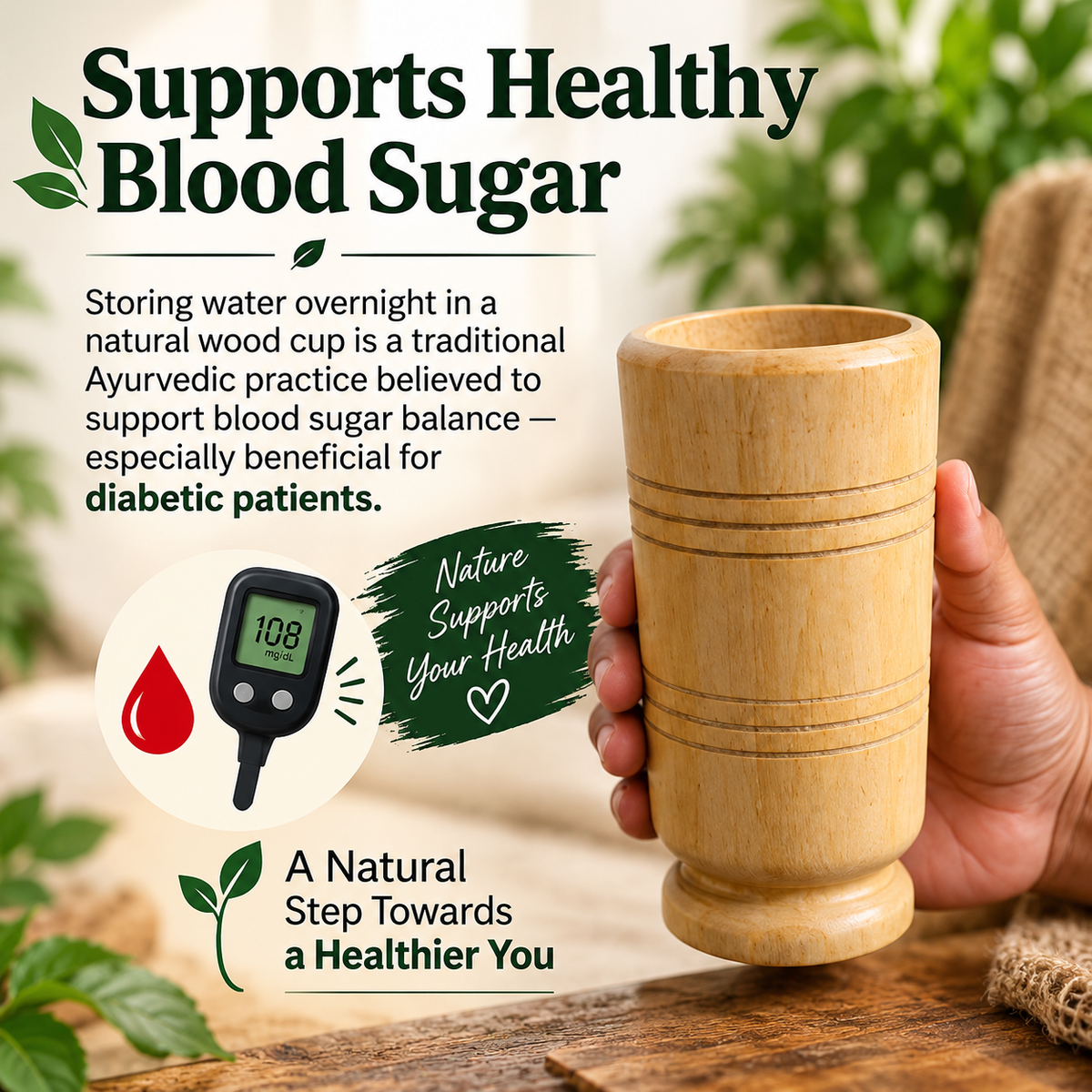 wooden glass ayurvedic cup handcrafted artisan gift Pakistan